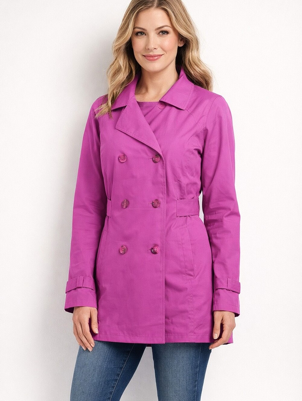 Columbia Magenta Belted Trench Coat – Women’s Large